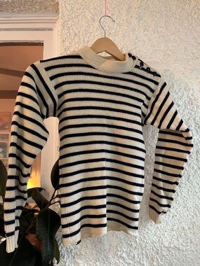 Vintage Tricomer Black and Cream Striped Sweater
